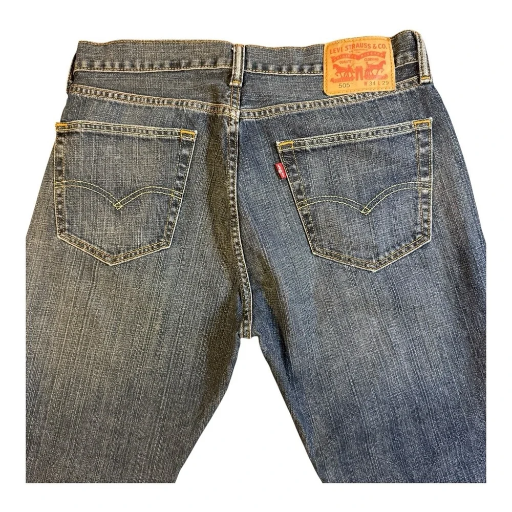 Levi's 505 Straight Fit‎ Jeans Mens 34x29 Blue Cotton  Medium Wash Fits 32 X 27